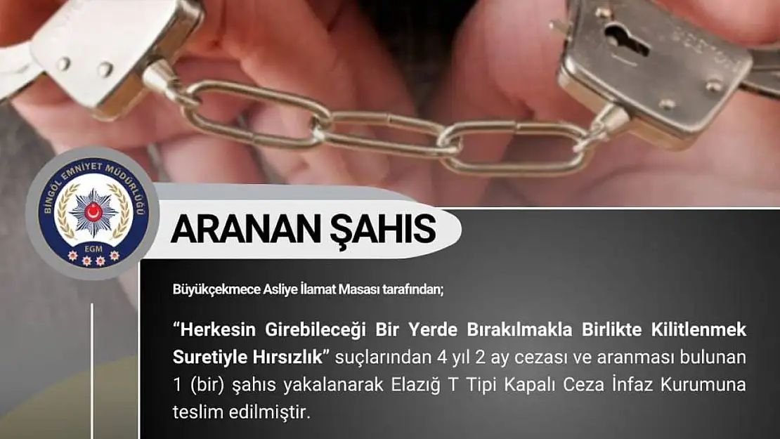 Bingöl'de arama kaydı bulunan 4 kişi yakalandı
