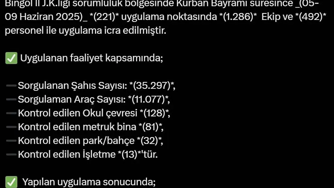 Bingöl'de aranan 390 şüpheli yakalandı