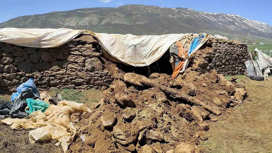 Bingöl'de fırtına ve sağanak nedeniyle ahır çöktü