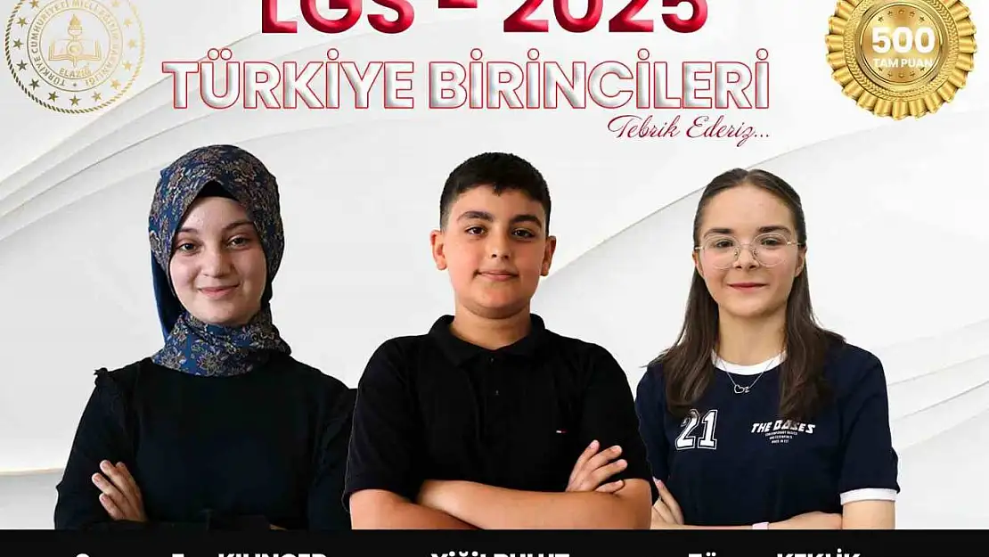 LGS'de Elazığ'dan 3 Türkiye birincisi