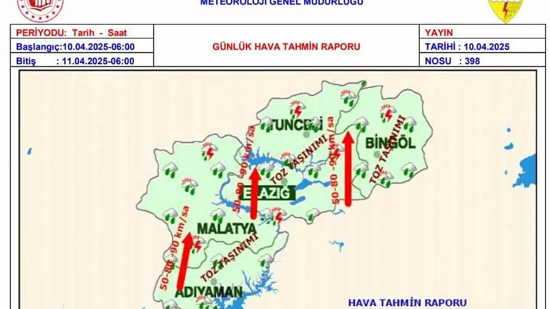 Meteorolojiden rüzgar, toz taşınımı ve dolu uyarısı