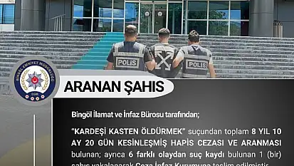 Bingöl'de 8 yıl kesinleşmiş hapis cezası bulunan zanlı yakalandı