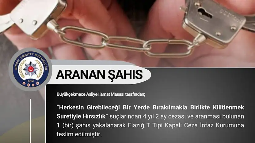 Bingöl'de arama kaydı bulunan 4 kişi yakalandı