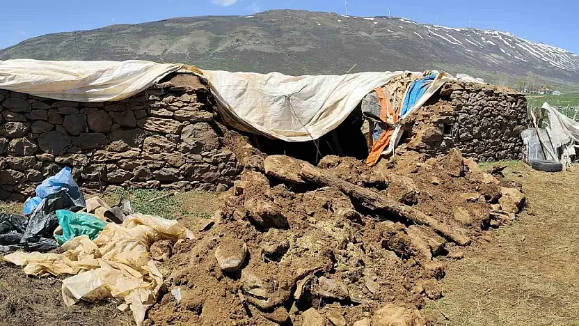 Bingöl'de fırtına ve sağanak nedeniyle ahır çöktü